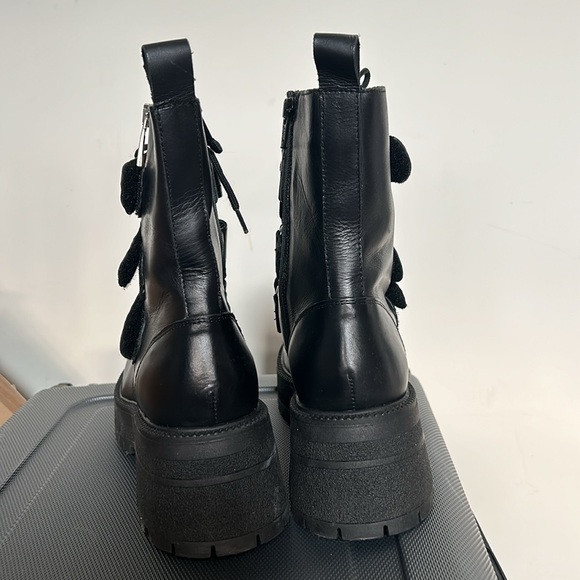 NEW FREE PEOPLE Emmet Emmit Strap Lace-Up Boot Black Leather - Picture 8 of 12